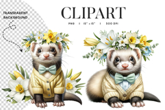 Spring Ferret Clipart PNG Transparent Background Product Image 1