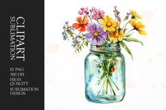 Watercolor wildflower jar clipart Product Image 1