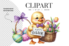 Happy Easter Duckling Clipart PNG Product Image 1