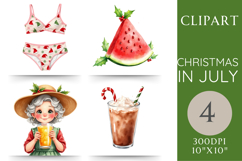Christmas in July Clipart | Bikini, Drinks &amp; Watermelon Product Image 1
