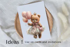 Cute Birthday Teddy Bear Clipart PNG for Cards & Invitations Product Image 3
