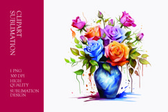 Watercolor flower vase clipart sublimation Product Image 1