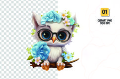 Watercolor owl baby clipart sublimation png Product Image 1