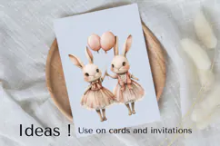 Cute Bunny Birthday Balloon Clipart PNG for Cards & Nursery Product Image 3
