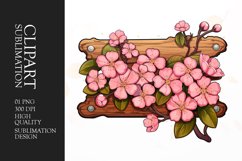 Watercolor floral wooden sign board clipart Product Image 1