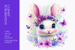 Cute bunny with blue eyes watercolor clipart Product Image 1