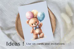Cute Teddy Bear Birthday Balloon Clipart PNG for Decorations Product Image 3