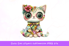 Cute cat watercolor clipart sublimation Product Image 1