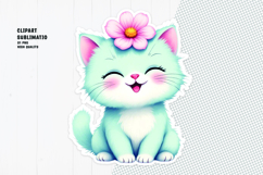 Cute cat sticker, floral crown, printable sticker Product Image 1