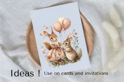 Cute Birthday Bunny & Squirrel Clipart PNG for Invitations Product Image 3