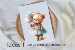 Princess Teddy Bear Birthday Clipart PNG for Cards & Decor Product Image 3