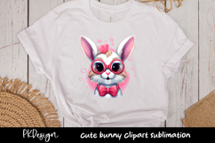 Cute bunny with bow clipart sublimation Product Image 1