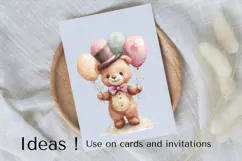 Cute Teddy Bear Birthday Balloon Clipart PNG for Decorations Product Image 3