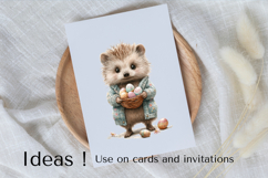 Easter Hedgehog Clipart with Pastel Egg Basket Product Image 3