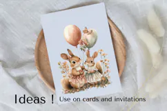 Cute Bunny Birthday Balloon Clipart PNG for Cards & Nursery Product Image 3