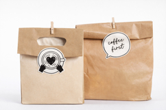 Coffee Cat Stickers PNG Bundle Cute Black Cat Coffee Clipart Product Image 4