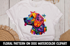 Cute dog with floral pattern watercolor clipart PNG Product Image 1