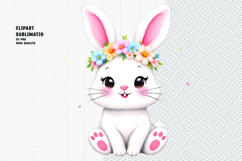 Cute bunny, crown flower, watercolor clipart Product Image 1