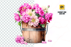 Floral Bucket Watercolor Clipart Sublimation Product Image 1
