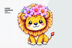 Cute lion sticker, floral crown, printable sticker Product Image 1
