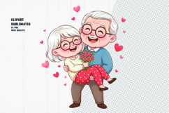 Elderly Couple in Love Clipart Sublimation PNG Product Image 1