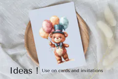 Cute Teddy Bear Birthday Balloon Clipart PNG for Invitations Product Image 3