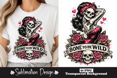 Bone To Be Wild Sexy Skeleton Girl Sublimation PNG Product Image 1