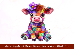 Cute Highland cow watercolor clipart sublimation Product Image 1