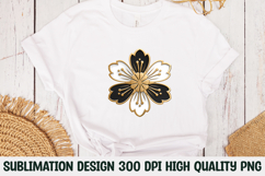 Gold Line Art Floral Emblem Clipart Sublimation PNG Product Image 1