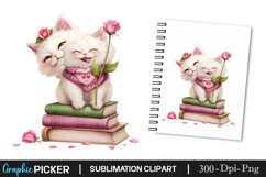 Book and funny Cat Clipart Design | Animal sublimation Product Image 1