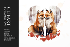 Watercolor fox couple clipart sublimation png Product Image 1