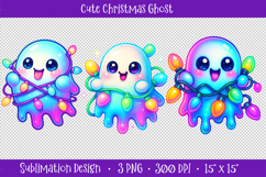 Cute Ghost Christmas Sublimation PNG, Boo Christmas Clipart Product Image 1