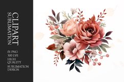 Watercolor dusty rose floral clipart Product Image 1