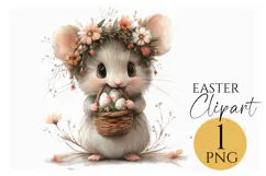 Easter Mouse Clipart | Cute Woodland Animal PNG File Product Image 1