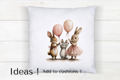 Cute Bunny and Mouse with Balloons Birthday Clipart PNG Art Product Image 4