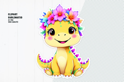 Cute dragon sticker, floral crown, printable sticker Product Image 1
