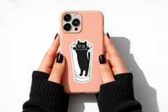 Coffee Cat Stickers PNG Bundle Cute Black Cat Coffee Clipart Product Image 5