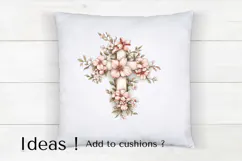Floral Easter Cross Clipart PNG Christian Faith Art Product Image 4