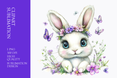 Cute bunny with blue eyes watercolor clipart Product Image 1
