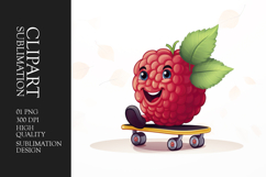 Cute Strawberry cartoon character clipart sublimation png Product Image 1