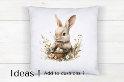 Cute Easter Bunny Clipart with Floral Basket PNG Product Image 4