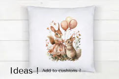 Cute Birthday Bunny & Squirrel Clipart PNG for Invitations Product Image 4