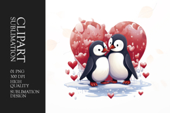 Watercolor Penguin couple clipart sublimation Product Image 1