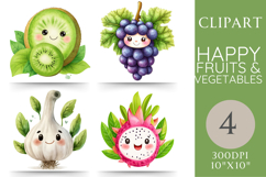 Happy Fruit and Veg Clipart 4 PNG Images Product Image 1