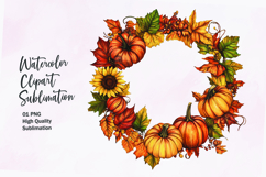 Fall themed wreath watercolor clipart sublimation Product Image 2