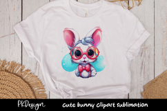 Cute bunny with bow clipart sublimation Product Image 1