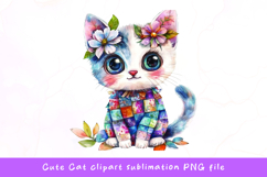 Cute cat watercolor clipart sublimation Product Image 1