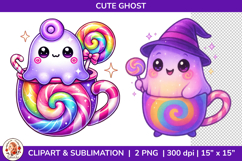 Cute Ghost Halloween Sublimation PNG, Spooky Vibes, Clipart Product Image 1