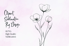 Elegant Floral Line Art Clipart Sublimation Design Product Image 1