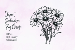 Butterfly on sunflower black outline clipart PNG Product Image 1